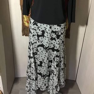Ralph Lauren Black & White Floral Maxi Skirt